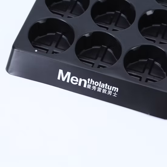 Custom Printed Logo Black Plastic Packaging Tray for Facial Cleanser