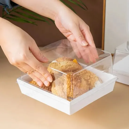 Charcuterie Paper Boxes with Pet Clear Lids for Cake Deli Container 