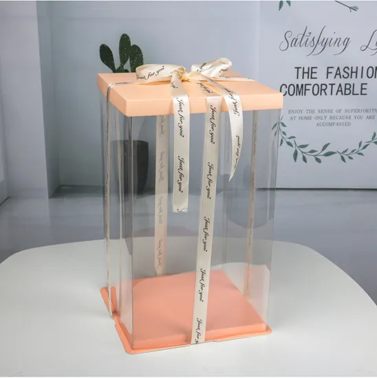 Wholesale Cake Packaging Box Cake Boxes in Bulk Transparent Pet PVC Food Flower Party Gift Round Squared Packaging Product with Printing Box 
