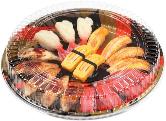 Multi Size Round Sushi Box Pet Sushi Tray Plastic Fruit Sashimi Platter Box Big Capacity 