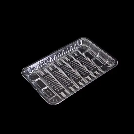 Safe Food Plate Plastic Fruit Packing Box Black Pet Food Grade Tray Disposable Packaging Clear Display for Vegetables Seafood 
