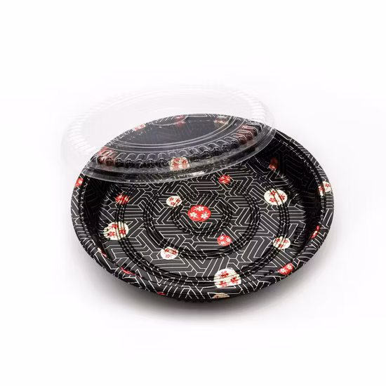 Party Food Container PS Plastic Black Disposable to Go Sushi Tray