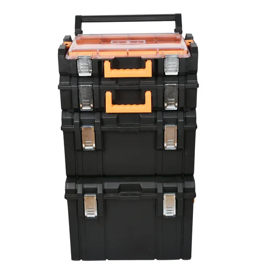 Garage Workshop Organizer: Portable Steel and Plastic Stackable Rolling Upright Trolley Tool Box with 3 Drawers 
