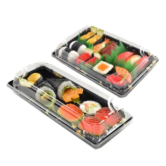 Sushi Packing Box Pet Sushi Tray Plastic Disposable Packing Container Take out Boxes 