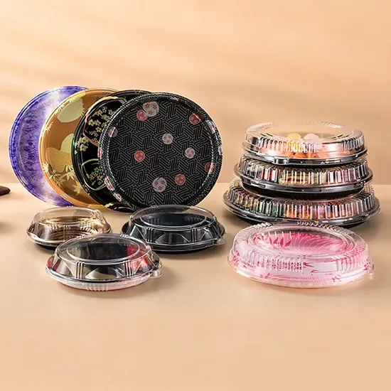 Plastic Sushi Tray Disposable Containers Take Away Reusable Sushi Plastic Tray Clear Vacuum Formed Plastic Tray with Blister Lid