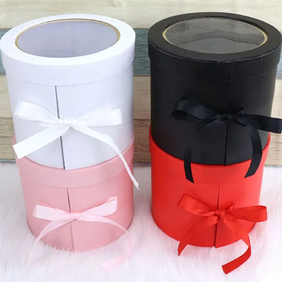 PVC Round Flower Gift Box Luxury Packing Cardboard Flower Box 