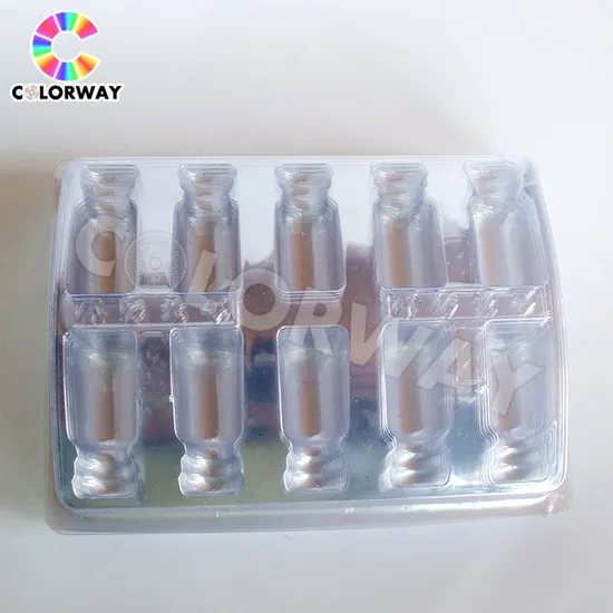 1ml 2ml 3ml X 10PCS Ampoule Vials PVC Pet Custom Transparent Plastic Blister Trays with Cover 
