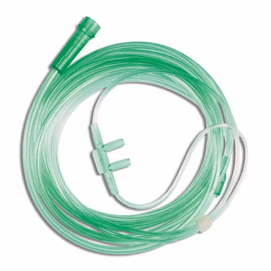 Medical Disposable Sterile Nasal Oxygen Cannula Tube PVC Transparent Green