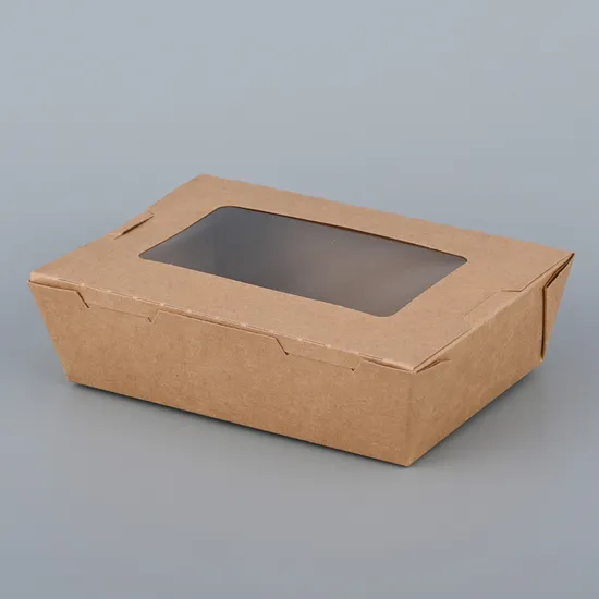 Disposable Party Box Kraft Paper Sushi Salad with Clear Anti Fog Pet Window Wholesale Great Quality Factory Outlet Hot Sale Advanced Durable Fast Food Lunch Box 