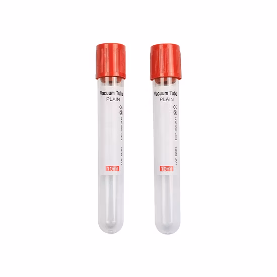 Disposable Medical Pet Plain Red Cap Vacuum Blood Collection Tube